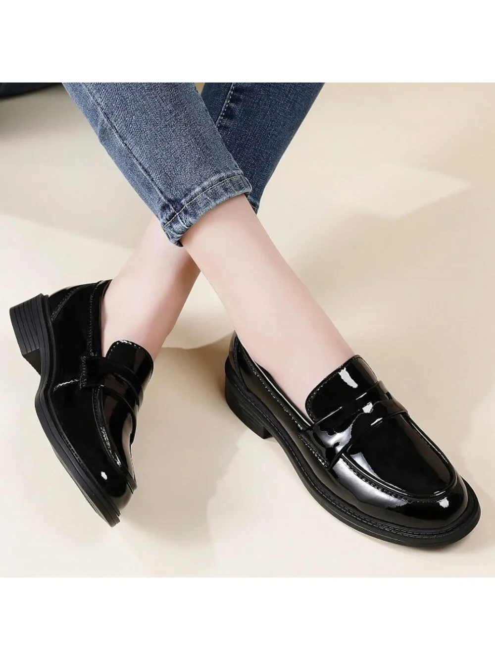 🆕Women's Black Loafers Black Penny Loafer Business Casual Flats Comfortable